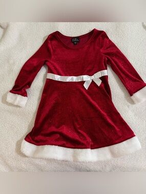 Lilt Sparkling Red Velvet Holiday Top with Heart Logo 4T